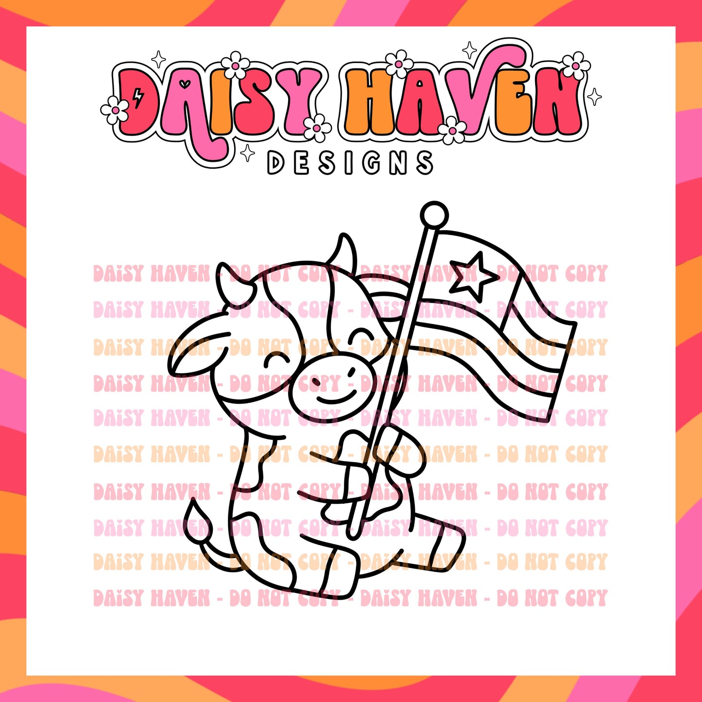American Flag Cow - PNG
